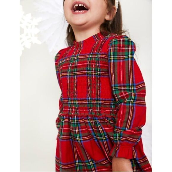 Toddler Girl Plaid Brushed Flannel Long Sleeved Dress Size 4T - Picture 6 of 8